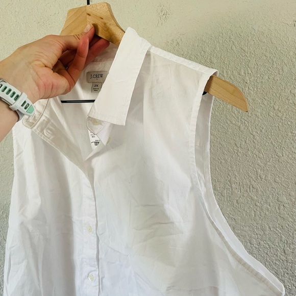 J. Crew Sleeveless Cotton Poplin Shirt in Signature Fit White NWT 2X - Picture 5 of 16